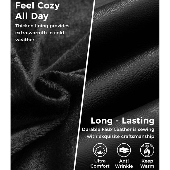 Wantdo Women's Black Motorcycle Short PU Faux Leather Jacket with Removable Hood - Picture 4 of 7